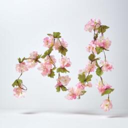 Homescapes Set of 3 Cream, Cerise  Pink Artificial Blossom Flower Garlands - Cream, Cerise, Pink - thumbnail 3