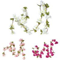 Homescapes Set of 3 Cream, Cerise  Pink Artificial Blossom Flower Garlands - Cream, Cerise, Pink
