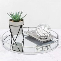 Silver Round Mirror Tray Metal Frame - SILVER - image 1