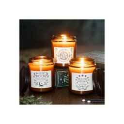 Green Witch White Sage Candle Amber Glass Burn Energy Cleanse - Green - thumbnail 3