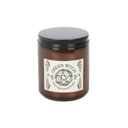 Green Witch White Sage Candle Amber Glass Burn Energy Cleanse - Green - thumbnail 5