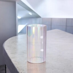 Louis Glass Lined Pattern Flower Vase - Lilac Pearlescent - thumbnail 3