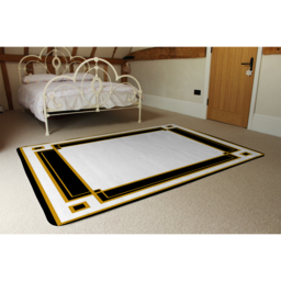 Art Deco Black  Gold Designer Rug - Yellow / 150cm - thumbnail 3