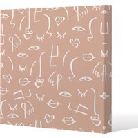 line drawing abstract faces Canvas Print - Pink / 101cm - image 1