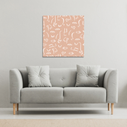line drawing abstract faces Canvas Print - Pink / 101cm - thumbnail 2