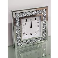 Crushed Diamante English Number Wall Clock - Silver