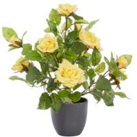 Artificial Regent Yellow Rose Plant - Yellow,Green,Grey - image 1