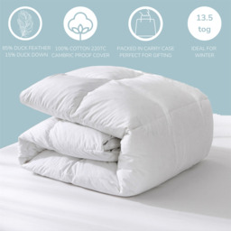 Duck Feather And Down Duvet Quilt 13.5 tog Winter Bedding - White / Double - thumbnail 2