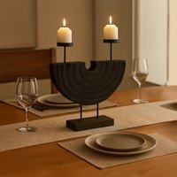Lacuna Two Candle Holder - Black