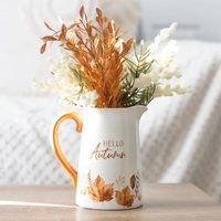 Hello Autumn Ceramic Vase Flower Jug - White