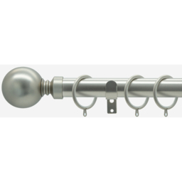 Brushed Steel 28mm Ball Fixed Length Metal Curtain Pole - Brushed Steel / 105cm - thumbnail 5