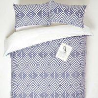 Geometric Printed Duvet Cover Set with Pillowcase - Blue / Superking