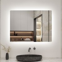 Backlit Bathroom Mirror with Lights Socket Bluetooth Dimmable - White / 80cm