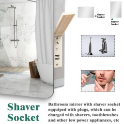 Backlit Bathroom Mirror with Lights Socket Bluetooth Dimmable - White / 80cm - thumbnail 2