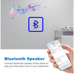 Backlit Bathroom Mirror with Lights Socket Bluetooth Dimmable - White / 80cm - thumbnail 4