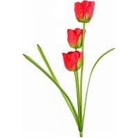 Artificial Tulip Flower Stem With Three Blooms 80cm - Red
