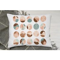 Round Texture And Floral Icons In Pastel Colours Cushion - White - image 1