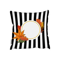Blach Stripes, Autumn Leaves Outdoor Cushion - Black / 60cm - thumbnail 2