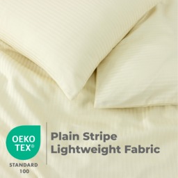 Hotel Quality Stripe Duvet Cover Set Cream - Cream / 230cm / King - thumbnail 3