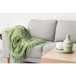 Darcy Tassel Blanket Throw - Meadow Green / 150x200cm - thumbnail 2
