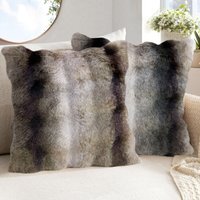 Luxury Supersoft Faux Fur Printed Cushion - Beige / 43cm - thumbnail 1