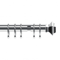 35mm Fixed Length Metal Curtain Pole Set Chrome Aztec Finial - Chrome / 150cm - thumbnail 2