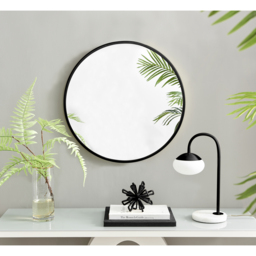 Emma Round Black Frame Wall Mirror - Black / 61cm - thumbnail 3
