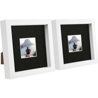 "6"" x 6"" White 3D Box Photo Frame - 2"" x 2"" Mount - Pack of 2 - White/Black" - thumbnail 1