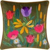 House Of Bloom Celandine Piped Cushion - Olive / Polyester - image 1