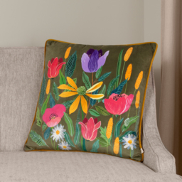 House Of Bloom Celandine Piped Cushion - Olive / Polyester - thumbnail 3