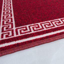 Geometric Bordered Non Slip Washable Kitchen Utility Mat - Red / 160 x 120cm - thumbnail 2