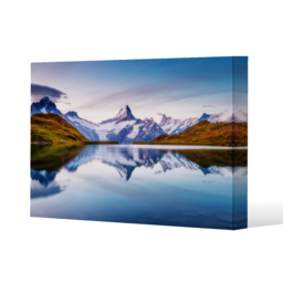 Panoramic view of the Mt. Schreckhorn and Wetterhorn Canvas Print - Blue / 77cm / 114cm - thumbnail 2