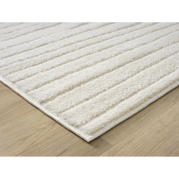 Aya Living Room Area Rugs - Embossed Lines Pattern Cream Rug - Cream / 220cm - thumbnail 4