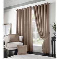 Adiso Eyelet Ring Top Curtains - Latte / 168cm / 137cm
