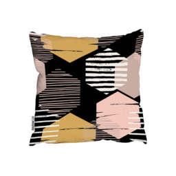 Yellow, White  Pink Hexagons Outdoor Cushion - Yellow / 60cm - thumbnail 2