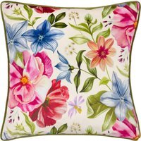 Nectar Garden Petunia Floral Piped Cushion - Cream / Feather - image 1
