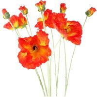 Pack of 6 Artificial Poppy Stems - Red