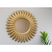 Large Gold Sunburst Mirror - Yellow