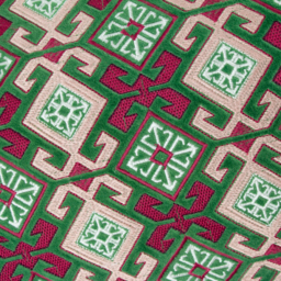 Laurel Embroidered Velvet Cushion - Cerise / Polyester - thumbnail 2