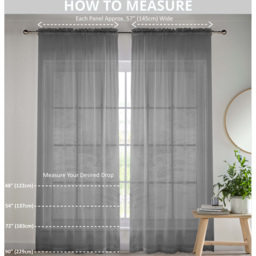 Pair of Plain Eyelet Header Sheer Linen-Look Voile Panels - Silver / 229cm - thumbnail 5