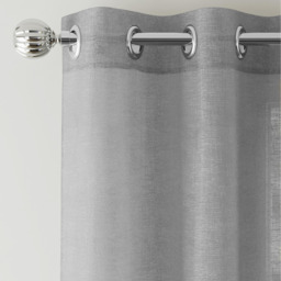 Pair of Plain Eyelet Header Sheer Linen-Look Voile Panels - Silver / 229cm - thumbnail 3