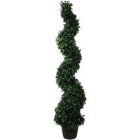 Leaf Artificial Boxwood Tower Tree Topiary Spiral Twist Metal Top Design - 120cm Boxwood Natural