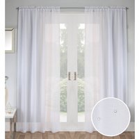 Pair of Jewel White Diamante Embellished Sheer Voile Panels - White / 137cm - image 1