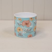 Classic Teal Floral Design Bird Cage Pot - Multi