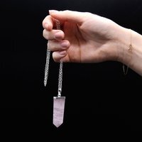 Rock Quartz Gemstone Flat Pencil Pendant, Elegant Healing Jewelry - White
