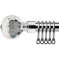 16-19mm Cristalla Extendable Durable Metal Curtain Pole Set - Chrome / 120cm