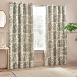 Set of 2 Woodlands Floral Jacquard Eyelet Curtains - Natural / 117cm / 137cm - thumbnail 2