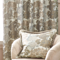 Set of 2 Woodlands Floral Jacquard Eyelet Curtains - Natural / 117cm / 137cm - thumbnail 5