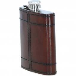 Premium Leather Portable Whiskey Flask - Chestnut - thumbnail 5