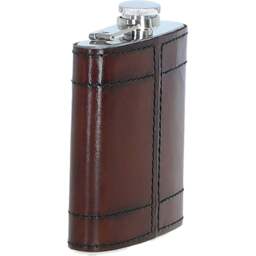 Premium Leather Portable Whiskey Flask - Chestnut - thumbnail 2
